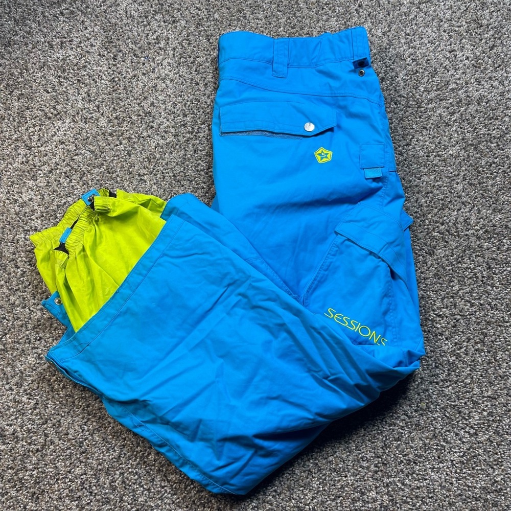 Sessions Supreme Ski Snowboard Men's 37x32 Pants Blue RECCO Waterproof Nylon